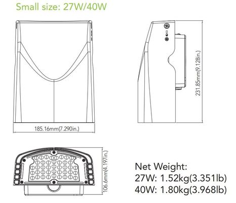 équivalent extérieur des lumières 50-100W HPS/HID du paquet LED de mur de 27W 3600LM